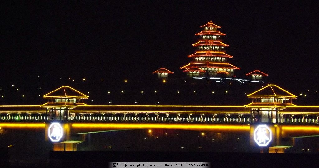 陈仓石鼓阁夜景图片,宝鸡 国内旅游 旅游摄影-