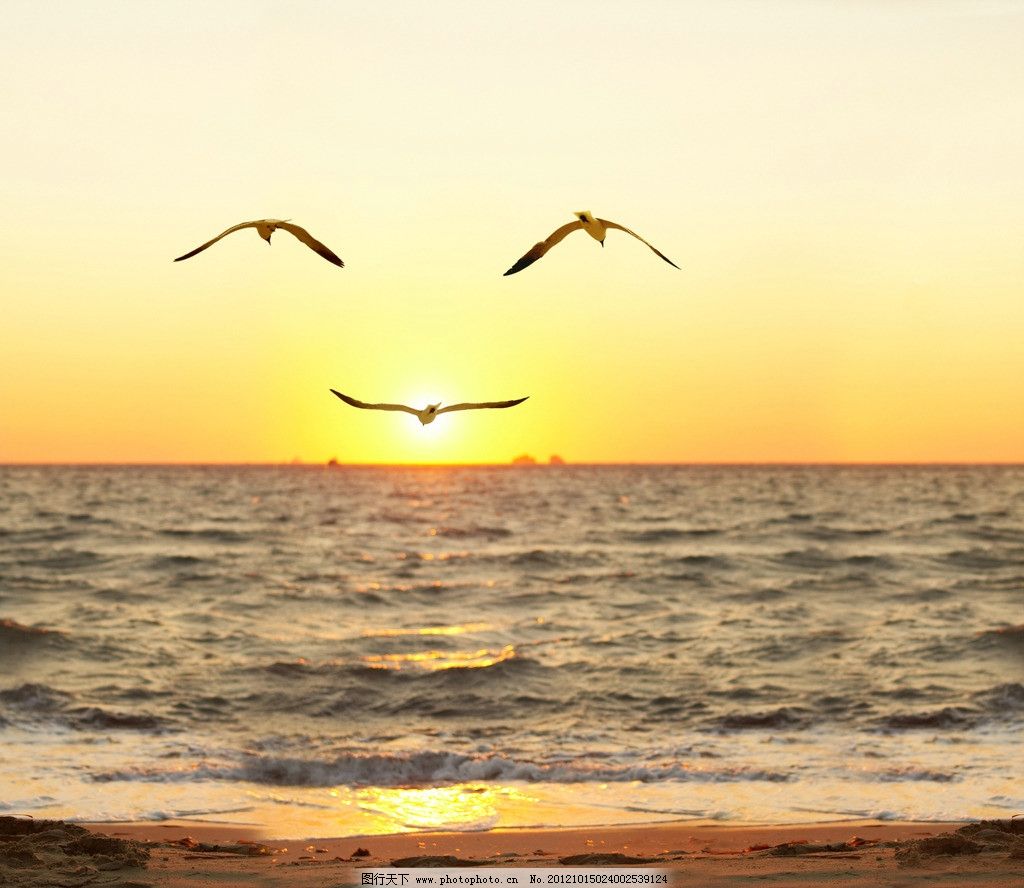 唯美海上日落图片