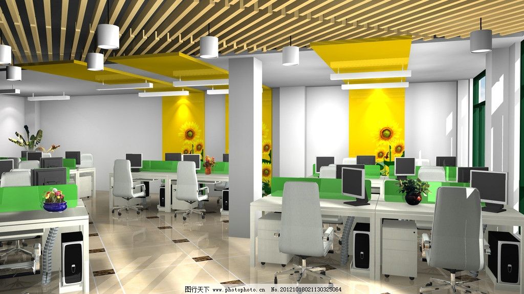 室内设计 办公室 电脑桌 吊顶 3d设计 3d作品 室内效果图 设计 300dpi