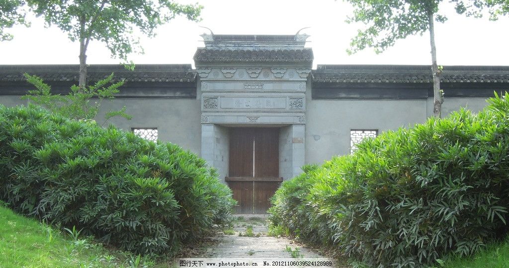 西塘院墙 西塘 大门 青瓦 屋檐 古建筑 园林建筑 建筑园林 摄影 300dp