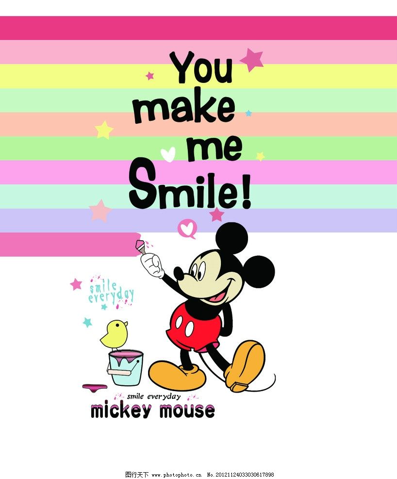 米奇卡通图彩条英文背景图图片