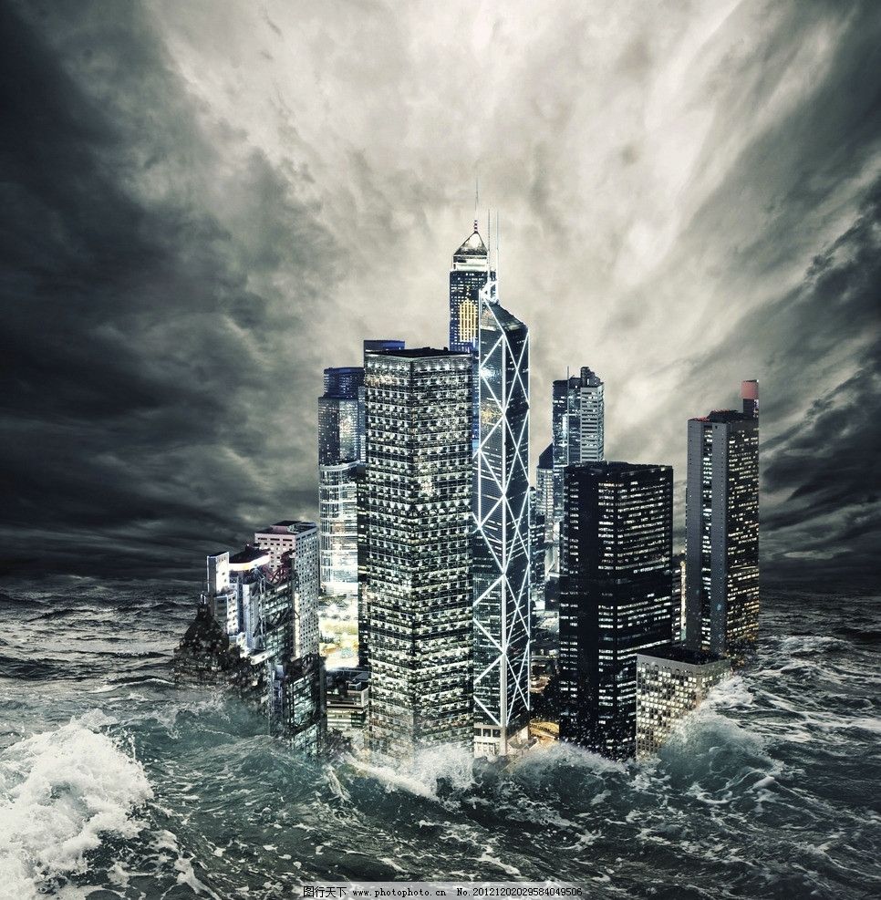 末日预言图片,世界末日 洪水 灾难 纽约 城市 建筑-图行天下图库