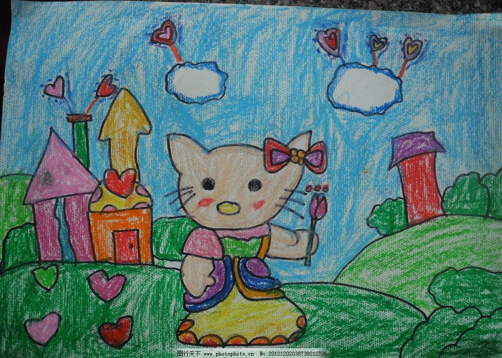 儿童绘画作品 春天 小猫 儿童 绘画      儿童绘画 绘画作品 美术绘画
