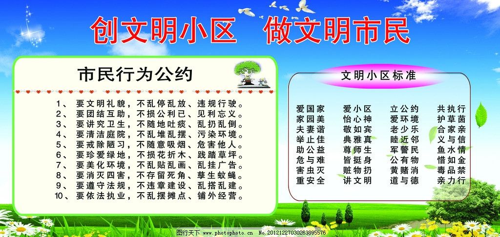 居民文明公约 市民文明公约 小区文明公约 公共行为规范 社区文化